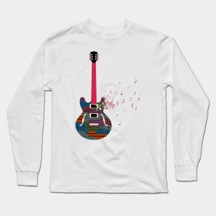 Guitarra con notas musicales Long Sleeve T-Shirt